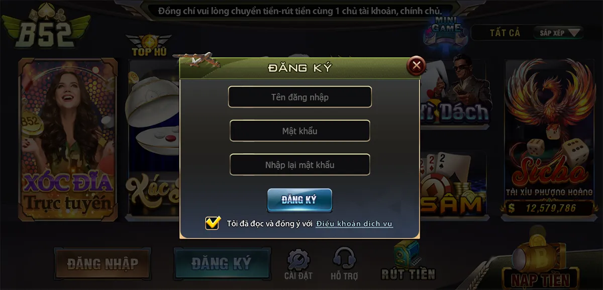 Quy định khi đăng ký tài khoản khi chơi game bai doi thuong