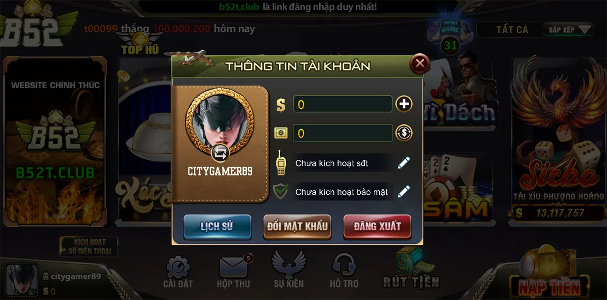 Hoàn tất các bước đăng ký và tạo tài khoản game bai doi thuong